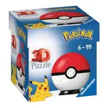 Ravensburger - Puzzle 3D Pokémon Pokeball, Maqueta para Adultos y Niños de 6+ Años, Rompecabezas de 55 Piezas