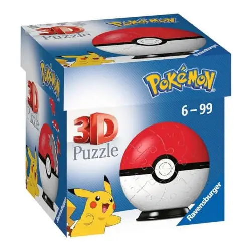 Ravensburger - Puzzle 3D Pokémon Pokeball, Maqueta para Adultos y Niños de 6+ Años, Rompecabezas de 55 Piezas