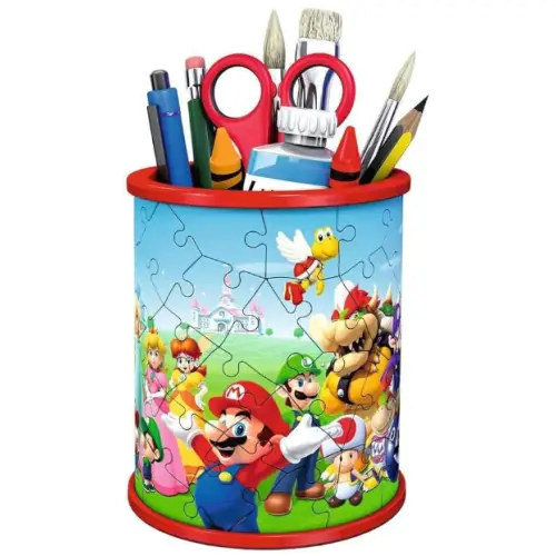 Ravensburger - Puzzle 3D, Super Mario, Portalápices y Organizer, Maqueta para Adultos y Niños de 6+ Años, Rompecabezas de 57 Piezas