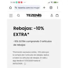 Rebajas TEZENIS:  -10% EXTRA comprando 3 artículos de rebajas