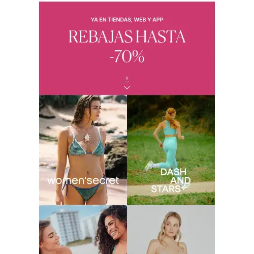 Rebajas hasta el 70% en toda la web - Womensecret