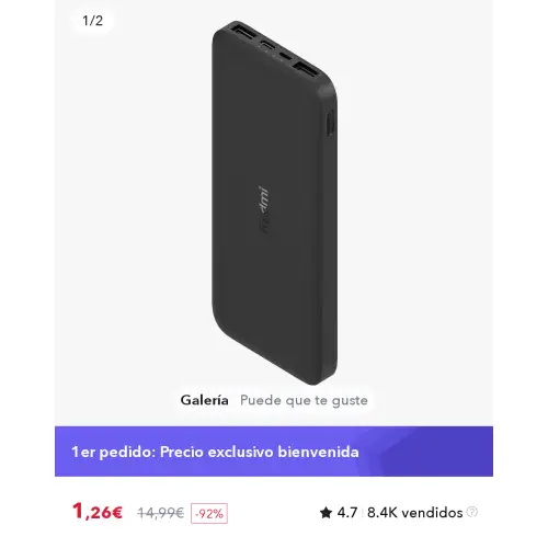 Redmi Power Bank por 1'26€! (Cuenta nueva en Miravia)