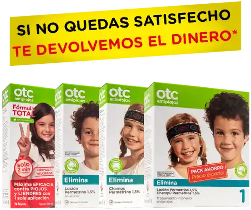 Si no quedas satifech@ te devuelven el dinero OTC Antipiojos (Garantía de satisfación)