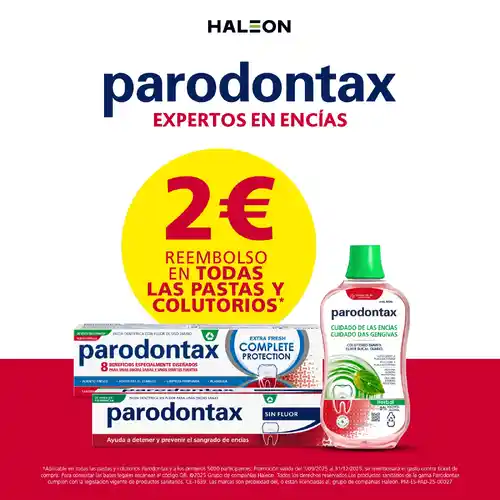 Reembolso parcial de 2€ en productos Parodontax (pastas y colutorios)