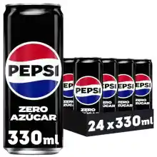 Refresco Pepsi Zero Cola sin azúcar, pack de 24 unidades
