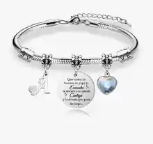 Regalos para Mujeres Pulsera de Plata con Letras Iniciales - Regalo Personalizado para Hija, Sobrina, Hermana, Amiga, Adolescente, Madre y Tía