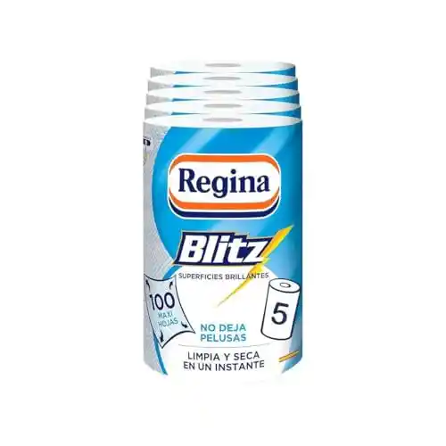 Regina Blitz Papel de Cocina | 5 Rollos | 100 Maxi-Hojas de 3 Capas | (5,99€ con reembolso)