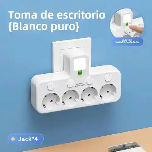 Regleta de 4 enchufes con interruptores.