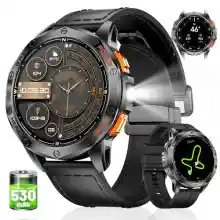 Reloj Inteligente Hombre con GPS/Altitude y Brújula, 1,43" AMOLED, Linterna, Llamadas,180+ Modos Deportivos, Monitor de Salud 24/7, Batería de 30 Días, 10ATM Impermeable Smartwatch para iOS y Android