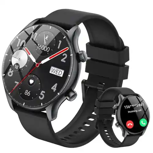 Reloj Inteligente Hombre Mujer, 1.39"Display Smartwatch con Llamadas, Smart Watch Monitor de Sueño/SpO2, Podómetro, 100+ Modos Deportivos, IP68 Impermeable Reloj Deportivo para Android iOS 2025 Negro