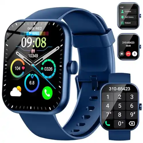 1.96"Smartwatch con Llamadas Bluetooth, Smart Watch con Pulsómetro/Monitor de Sueño/Podómetro, 110+ para Android iOS