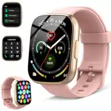 Reloj Inteligente Hombre Mujer con Llamadas Bluetooth, 1.95" Smartwatch con HD Pantalla Táctil, Podómetro, Monitor de Sueño, 110+ Modos Deportivos Pulsera Impermeable IP68 para Android iOS, Rosa
