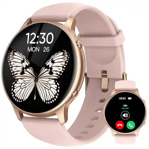 Reloj Inteligente Mujer - 1,32" Smartwatch Mujer con Llamada Bluetooth,Reloj Deportivo con Notificaciones,100+ Deportes,200+ Diales,Podómetro,Pulsómetro,Monitor de Presión/Sueño,para Android IOS