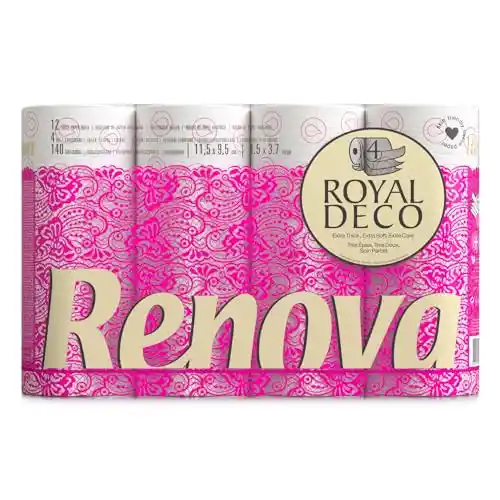 Renova Papel higiénico 4 Capas Blanco Decorado Perfumado - 12 rollos de papel