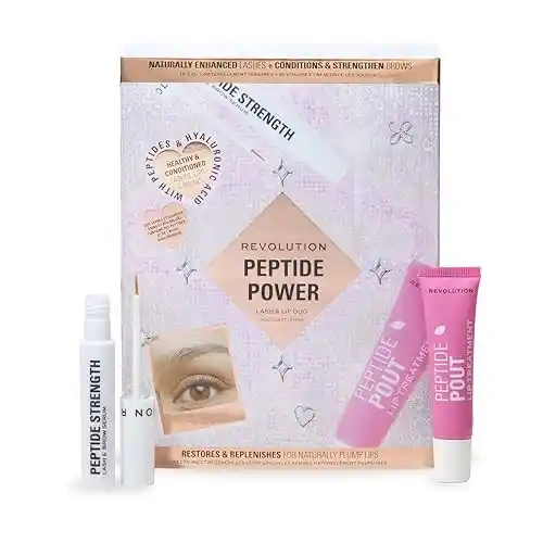 Revolution Beauty Peptide Power Set Labios & Pestañas, 2 Piezas para Labios Hidratados, Pestañas & Cejas Voluminosas, Vegano & Libre de Crueldad