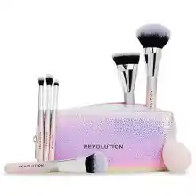Revolution Beauty Set de Brochas Glam Up, 7 Piezas para Ojos, Rostro & Mejillas con Neceser, Vegano & Libre de Crueldad