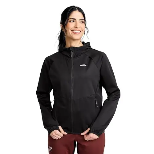 RevolutionRace Pace Hooded Wind Jacket para Mujer, Chaqueta Deportiva con Capucha Resistente Al Agua, Black, L