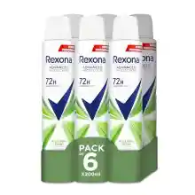 Rexona Advanced Protection Desodorante antitranspirante Aerosol para Mujer ALOE VERA 72h 200 ML 200 ml, Pack de 6 Unidades