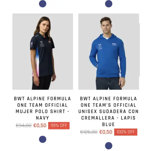 Ropa oficial Alpine F1 por solo 0,50€ en Castore (¡99% de descuento!)
