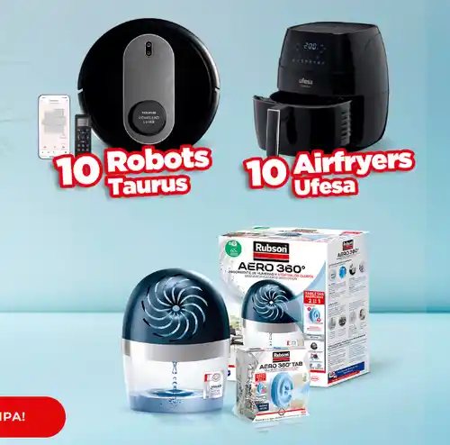 Rubson regala 10 freidoras de aire y 10 robots aspiradores (sorteo por compra)