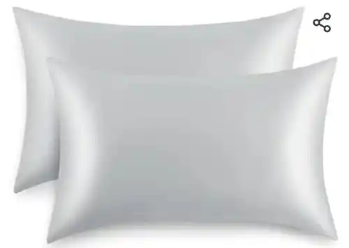 Juego de 2  Funda Almohada 50x75 Saten - Sedoso, con Cierre de sobre, Gris Claro