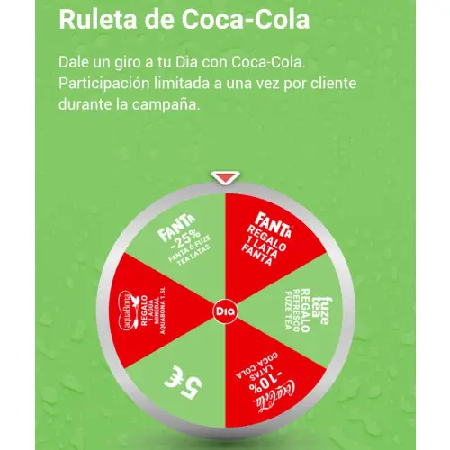 Ruleta de coca cola en la app de supermercados Dia