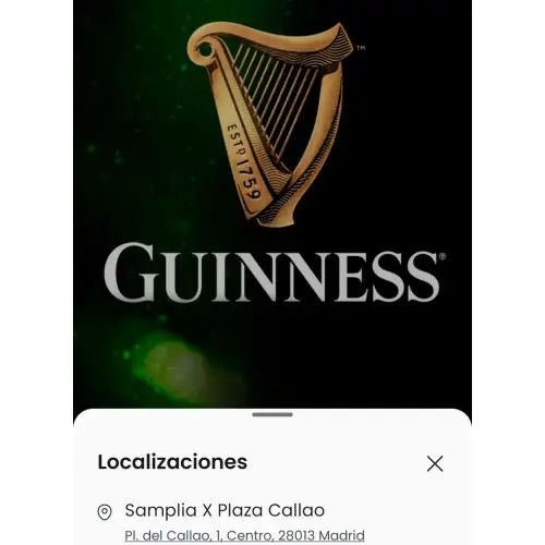 Samplia - Prueba gratis cerveza Guinness en Madrid