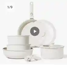 Sartenes Carote Cocina Juego de 9 piezas Antiadherentes con Mango Extraíble