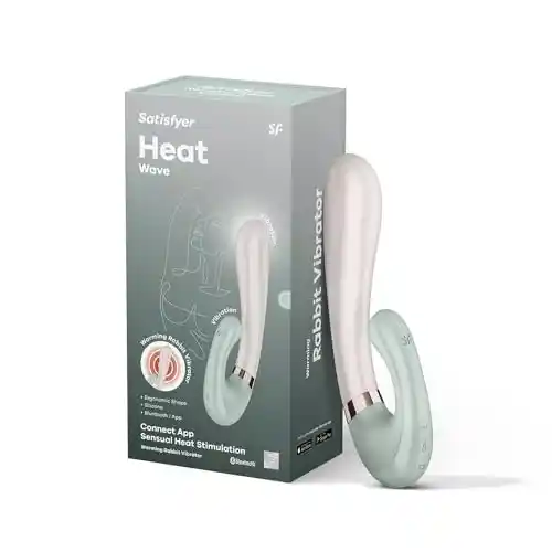 Satisfyer Heat Wave Connect App Rabbit-Vibrador | Vibrador Bunny Bluetooth para Mujeres | Con Función de Calor y Control por App | Estimulación Vibrante | Silicona Médica | 20 cm | Mint