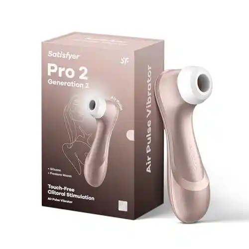 Satisfyer Pro 2 Next Generation, Succionador de clítoris con 11 niveles de intensidad para estimulación sin contacto, vibrador de contacto con batería, impermeable, para mujeres, Oro Rosa.