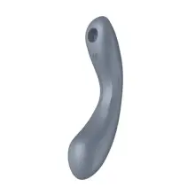 Satisfyer, vibrador, vibrador de ondas de presión, 'Curvy Trinity 1', 17,5 cm, resistente al agua (IPX7), 2 funciones controlables por separado, modo susurro, color:gris