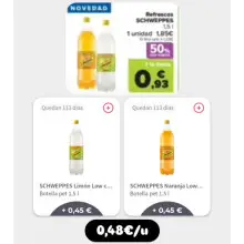 Scheppes de 1,5 litros a 0,48€/unidad con Carrefour y Gelt