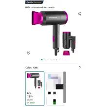 Secador de pelo Aigostar, 1800W, ocupa poco espacio: mango plegable, 2 velocidades, 3 temperaturas. Incluye boquilla concentradora de calor.