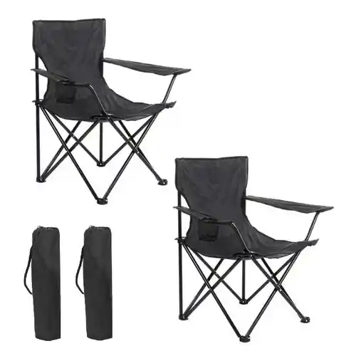 Set de 2 Sillas camping plegable portátil sillaspesca camping playa con reposabrazos y bolsa.