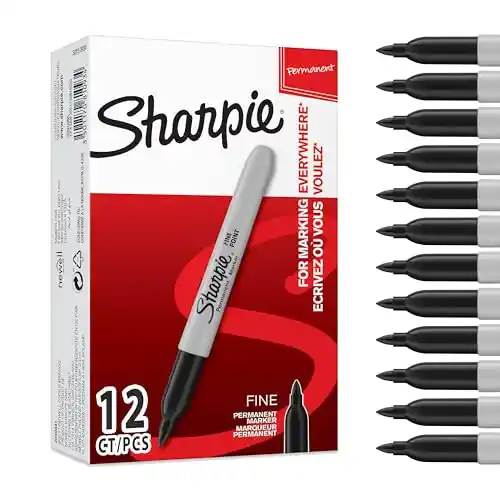Sharpie rotuladores permanentes | punta fina | color negro | caja de 12 marcadores | material escolar ideal.