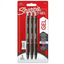 SHARPIE S-Gel | Bolígrafos de gel | Punta mediana (0,7 mm) | Tinta negra, roja y azul | 3 unidades