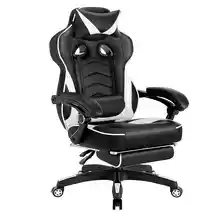 Silla gaming Silla Oficina Gran Respaldo y Asiento para Personas Grandes Negro+Blanco