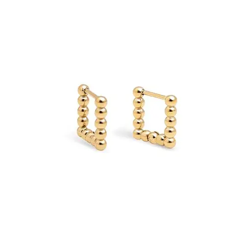 SINGULARU - Pendientes Mila Dots. Acero con Acabado en Baño Oro de 18Kt.