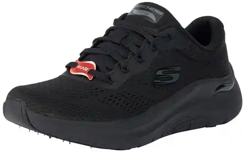 Skechers Arch Fit 2.0 Big League, Tenis Bajos Mujer, Borde de Malla Negra plomizo, 38.5 EU