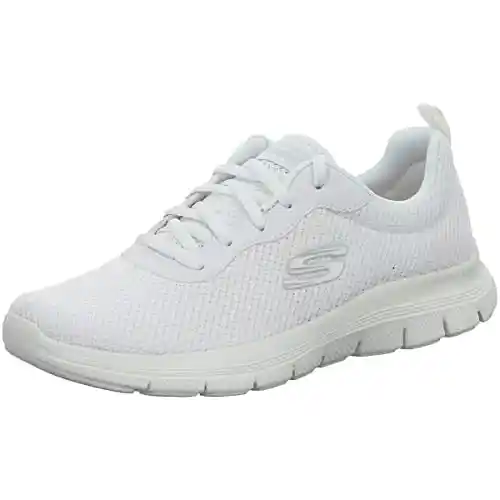 Skechers Flex Appeal 4.0 Brilliant View, Zapatillas Mujer, White Mesh Trim, 40 EU