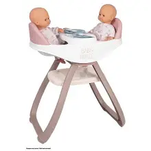 Smoby- Baby Nurse Trona Gemelar 2-en-1, para Muñecos de hasta 42cm