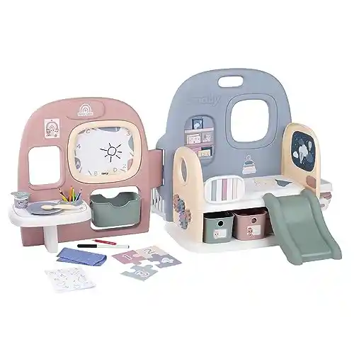 Smoby - Guardería de Juguete Baby Care Muñecos (no Incluido), 5 Áreas de Juego: Comedor, Zona Descanso, Zona de Juego, Entrada, Aseo, 27 Accesorios, Plegable, Juguete Niños Niñas 3 Años (7600240307)