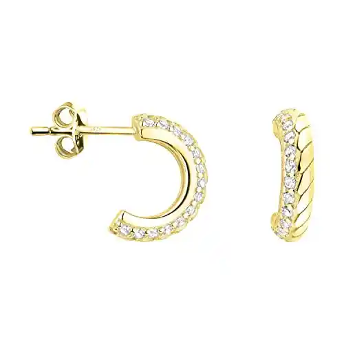 SOFIA MILANI - Pendientes para Mujeres en Plata de Ley 925 - Chapados en Oro - Pendiente de Botón de Corazón Trébol - E2171