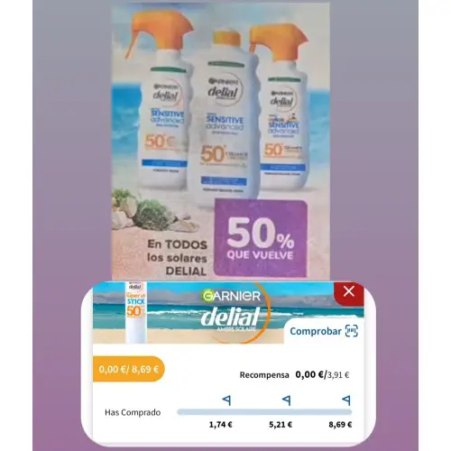 Solares Garnier delial casi gratis (cuentas seleccionadas Carrefour)