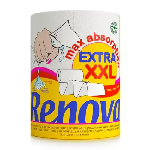 ¡SOLO 0,90€! con envio gratis y XXL Renova - Maxiabsorption, Rollos de cocina XXL, Triple, Blanco - 1 Rollo