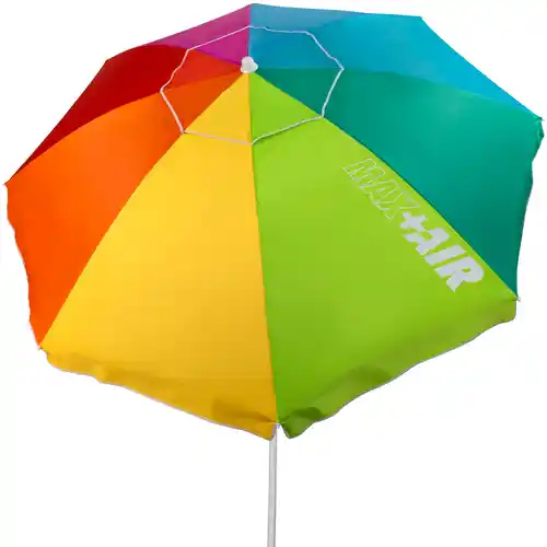 Sombrilla de playa multicolor antiviento, protección UV50 de 220cm