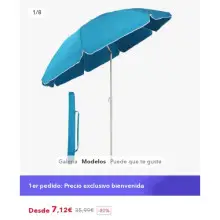 Sombrilla Playa 180cm ,Toldo Solar grande,Flexible plegable y Inclinable,Protección de Rayos UV