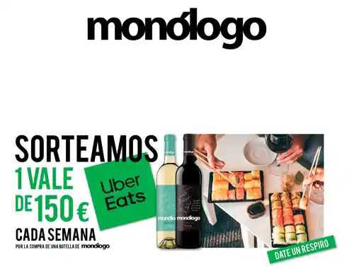 Compra Vino Monólogo y entra en el sorteo de tarjetas Uber Eats de  150€