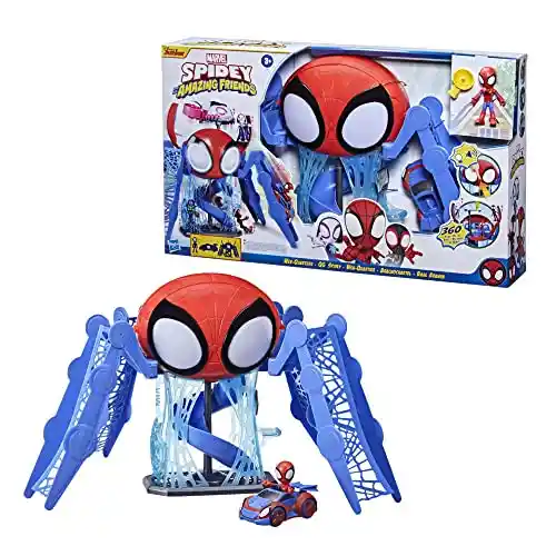 Spidey And His Amazing Friends Hasbro Marvel Playset Aracnocuartel - Figura y vehículo - para niños a Partir de 3 años (F1461)