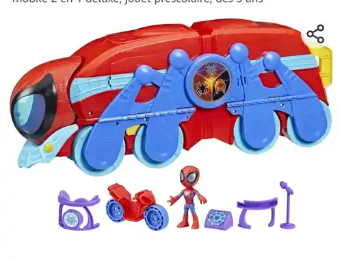 Spidey y sus Amigos Extraordinarios, sede Arachno-mobile 2 en 1 deluxe, juguete preescolar, 3 años